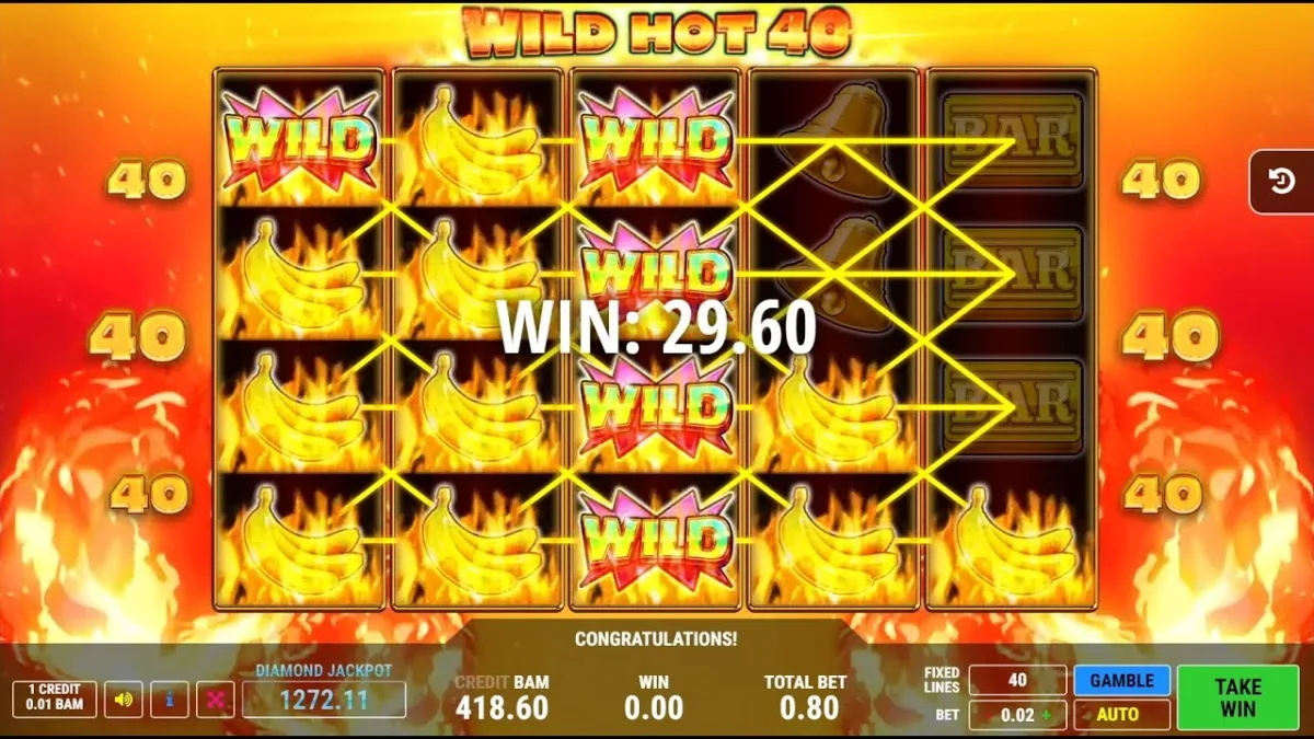 Rodillos de Wild Hot 40 con símbolos de frutas